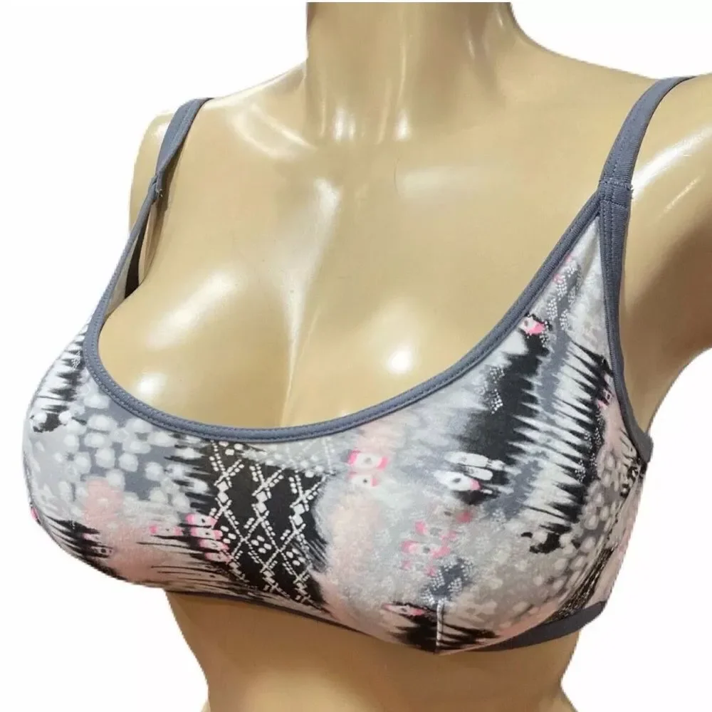 Victoria’s Secret Set sexy Strappy cotton unlined bralette bra & panty gray M